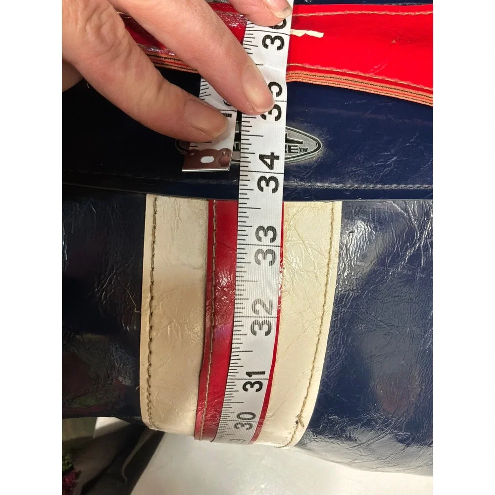 [Retro] Unisex Total-Care Vintage Barrel Duffel Bag OS Navy Red White